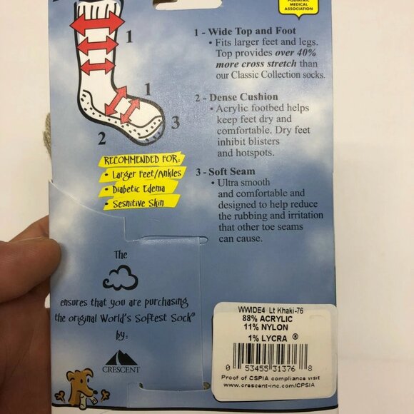 Diabetic Socks Lot Made in USA Size 5-8.5 Sensitive Feet Wide Fit Large Ankle - Picture 6 of 6